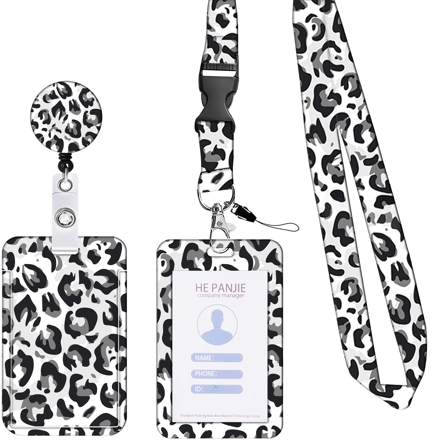 Wholesale Badge Reels Floral Cactus Leopard Starry Sky Butterfly Colorful Card Holder ABS Retractable Keychains